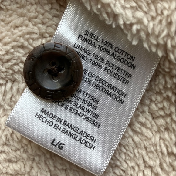 Levi’s L Regular Khaki Tan Rip Stop Fleece Lined Shirt Jacket Style 3LML - Picture 10 of 13